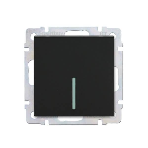 Выключатель 1-клавишный с индикатором 10А черный "Нептун" (SBE-05b-10-SW1-1) - фото 1 - id-p225598047