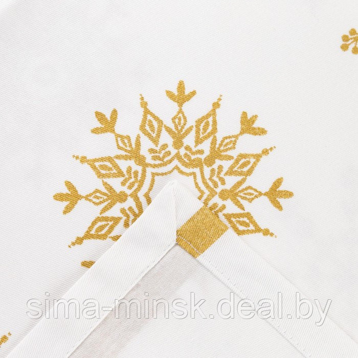 Скатерть новогодняя Этель «Золотые снежинки» 149х250см, 100%хл, 190 г/м2 - фото 2 - id-p225598814