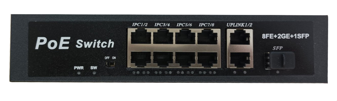 Сетевой хаб LAN - коммутатор POE - свитч-разветвитель на 8+2 RJ45 порта + SFP порт, 10/100/1000 Мбит/с, - фото 2 - id-p225060221