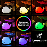 Светильник - ночник Кит силиконовый / Детский сенсорный ночник 6 цветов, фото 2