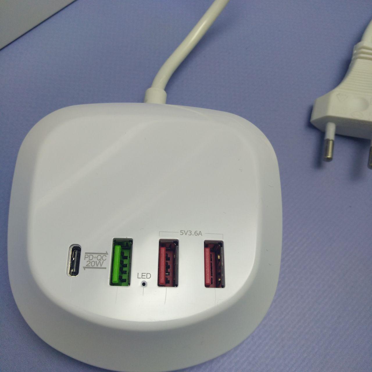 Универсальное сетевое зарядное устройство Port Charger 4в1 40W / Хаб 3 USB, 1 Type-C - фото 4 - id-p225599965