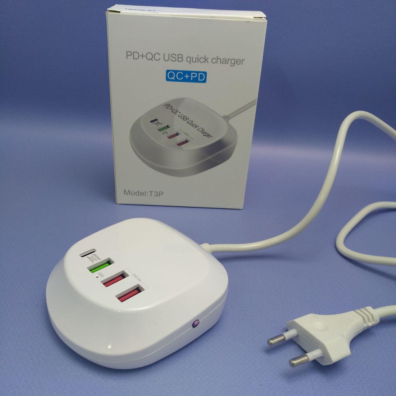 Универсальное сетевое зарядное устройство Port Charger 4в1 40W / Хаб 3 USB, 1 Type-C - фото 6 - id-p225599965