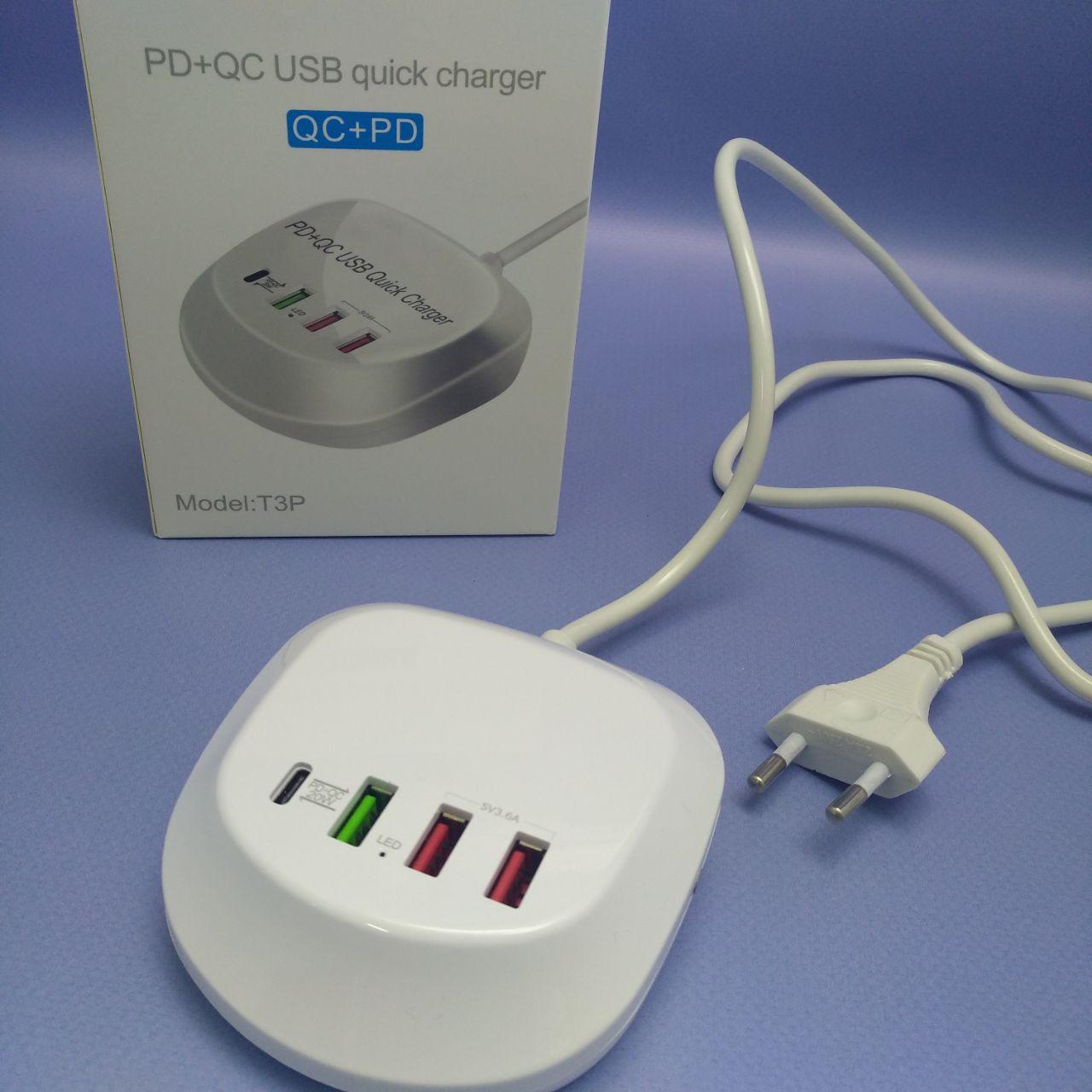 Универсальное сетевое зарядное устройство Port Charger 4в1 40W / Хаб 3 USB, 1 Type-C - фото 9 - id-p225599965