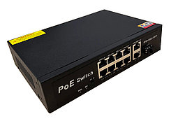 Сетевой хаб LAN - коммутатор POE -  свитч-разветвитель на 8+2 RJ45 порта + SFP порт, 10/100/1000 Мбит/с,