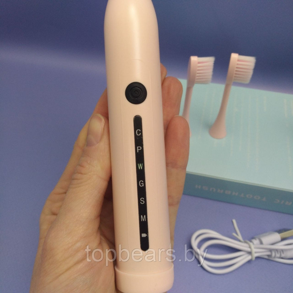 Электрическая ультразвуковая зубная щетка SONIC X7 toothbrush, 4 насадки, 6 режимов Розовая - фото 2 - id-p225600289