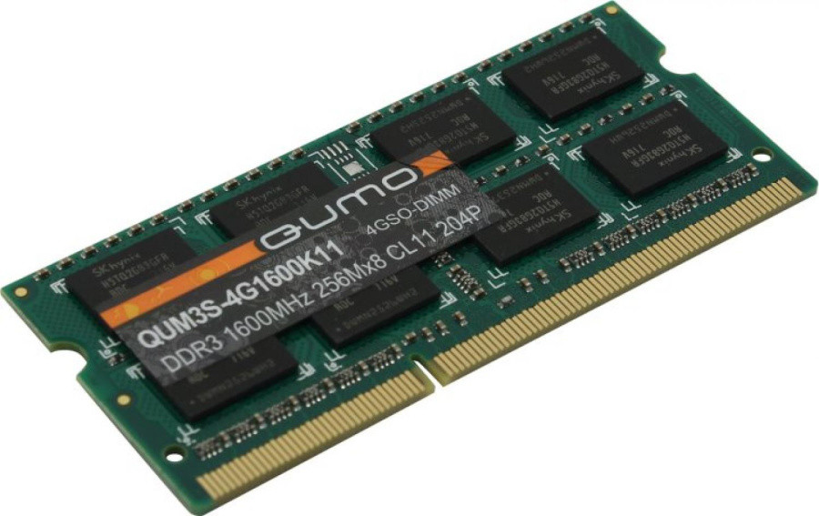 Модуль памяти QUMO QUM3S-4G1600K11 DDR3 SODIMM 4Gb PC3-12800 CL11 (for NoteBook) - фото 1 - id-p225600873