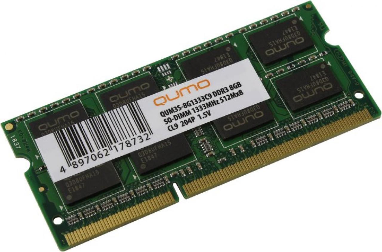 Модуль памяти QUMO QUM3S-8G1333C9 DDR3 SODIMM 8Gb PC3-10600 CL9 (for NoteBook) - фото 1 - id-p225600875
