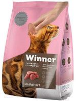 Сухой корм для кошек Winner Мираторг Для взрослых кошек всех пород с говядиной / 1010028205