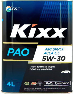 Моторное масло Kixx PAO C3 SN/CF 5W30 / L209144TE1 - фото 1 - id-p225612704