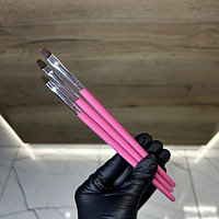 Набор кистей 3 шт прямые (розовая ручка)