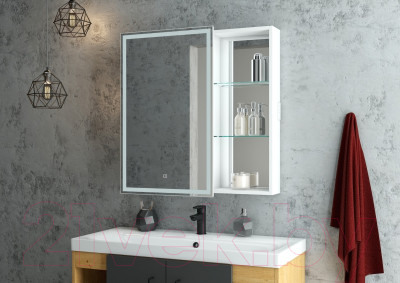 Шкаф с зеркалом для ванной Континент Aperio Led 80х80 L - фото 8 - id-p225661922