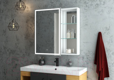Шкаф с зеркалом для ванной Континент Aperio Led 80х80 L - фото 9 - id-p225661922
