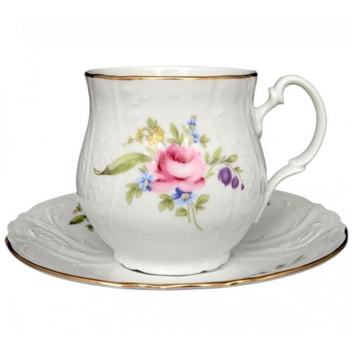 Чашка для чая 310 мл с блюдцем 160 мм Bernadotte, декор «Мейсенский букет» - фото 1 - id-p225671449