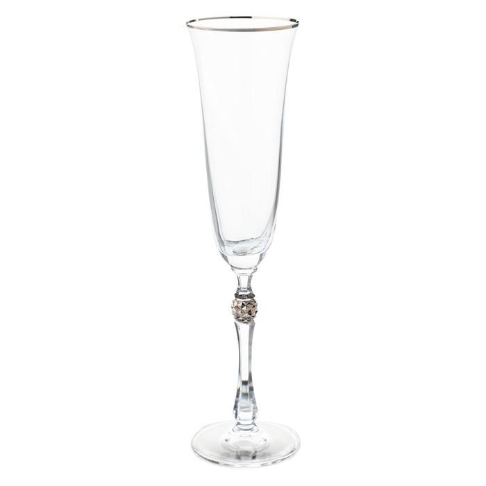 Набор бокалов для шампанского Parus, декор «Отводка платина, платиновый шар», 190 мл x 6 шт. - фото 1 - id-p225671599