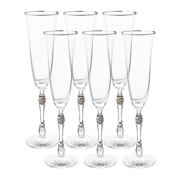 Набор бокалов для шампанского Parus, декор «Отводка платина, платиновый шар», 190 мл x 6 шт. - фото 2 - id-p225671599