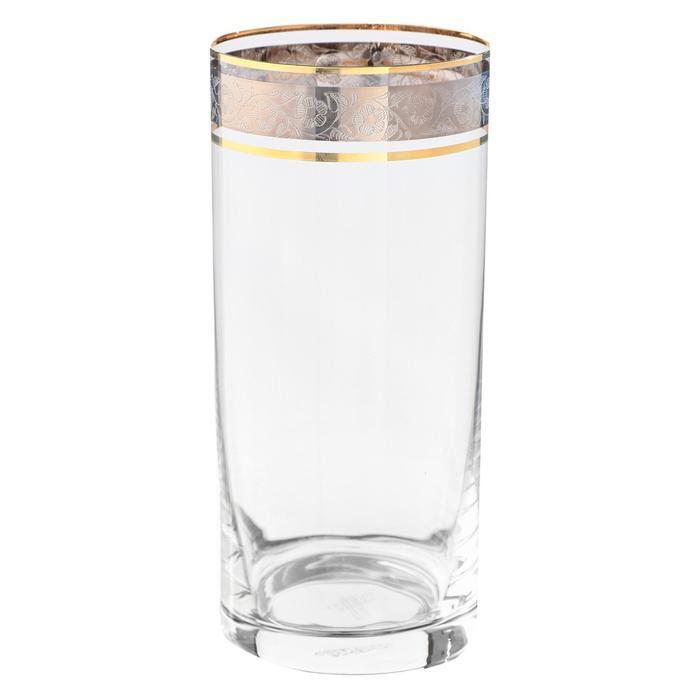 Набор стаканов для воды, декор «Панто платина, отводка золото», 350 мл x 6 шт. - фото 1 - id-p225671626