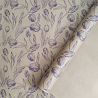 Крафт-бумага "Тюльпаны" цвет: фиолетовый, 70 г/м2, 70см*10м