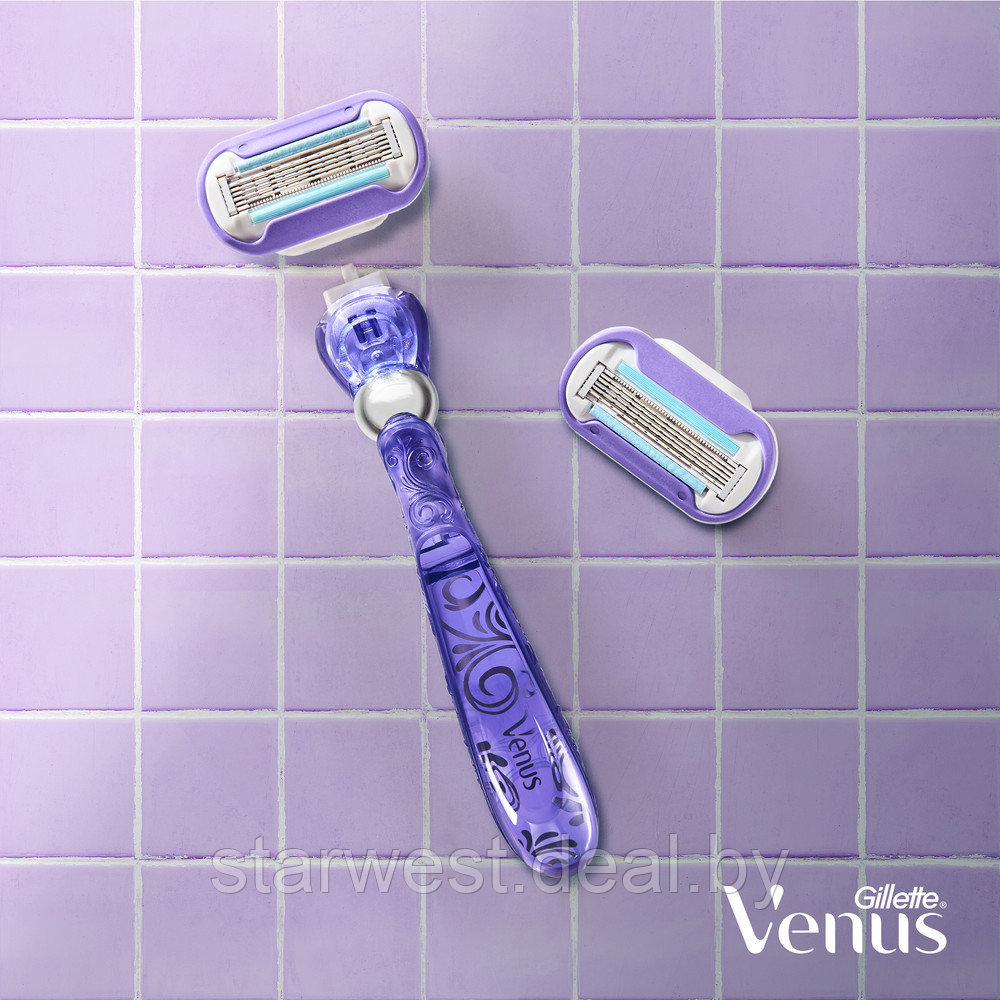 Gillette Venus Swirl Женский подарочный набор: Бритва / станок для бритья с 2 кассетами + Косметичка - фото 3 - id-p225671779