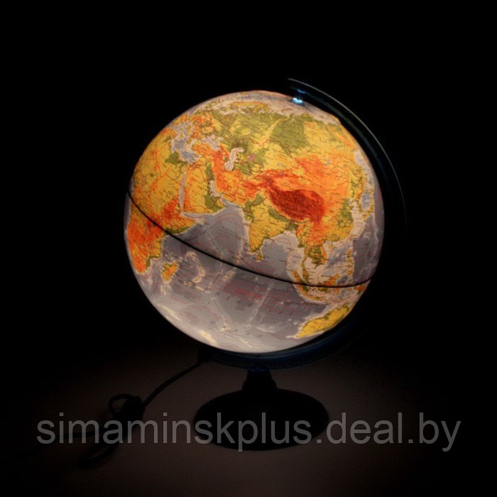 Интерактивный глобус физико-политический рельефный, диаметр 250 мм, с подсветкой от батареек, с очками - фото 2 - id-p225671942