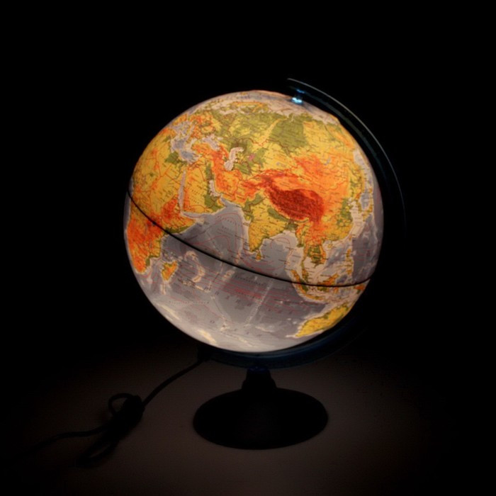 Интерактивный глобус физико-политический рельефный, диаметр 250 мм, с подсветкой от батареек, с очками - фото 2 - id-p225674809