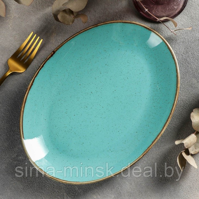 Блюдо овальное Turquoise, 18×24 см, цвет бирюзовый - фото 2 - id-p225674675