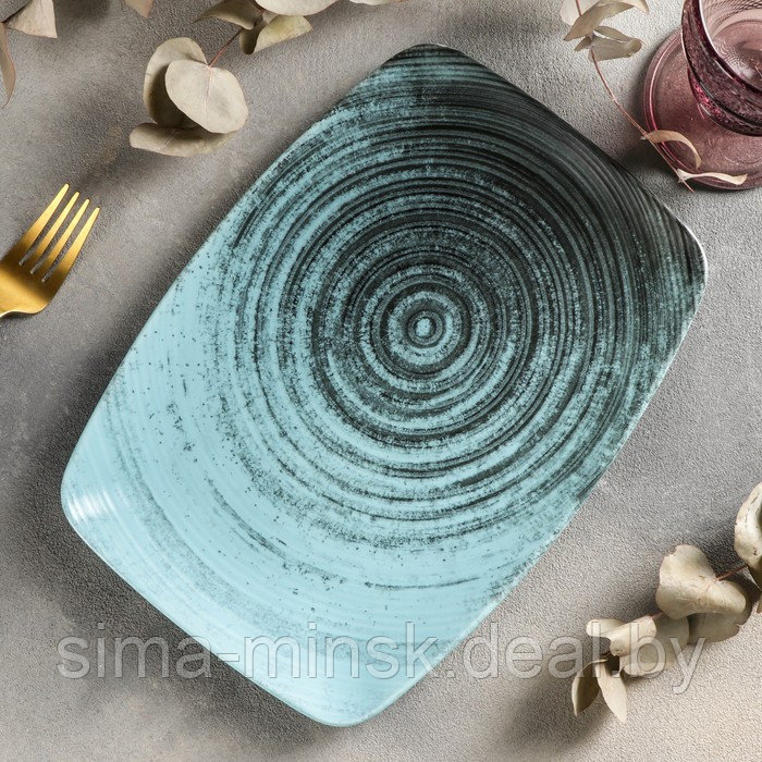 Блюдо прямоугольное Lykke turquoise, 27×19 см цвет бирюзовый - фото 2 - id-p225674680