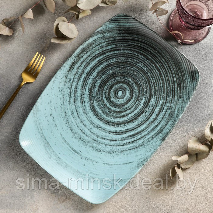 Блюдо прямоугольное Lykke turquoise, 32×23 см, цвет бирюзовый - фото 2 - id-p225674709