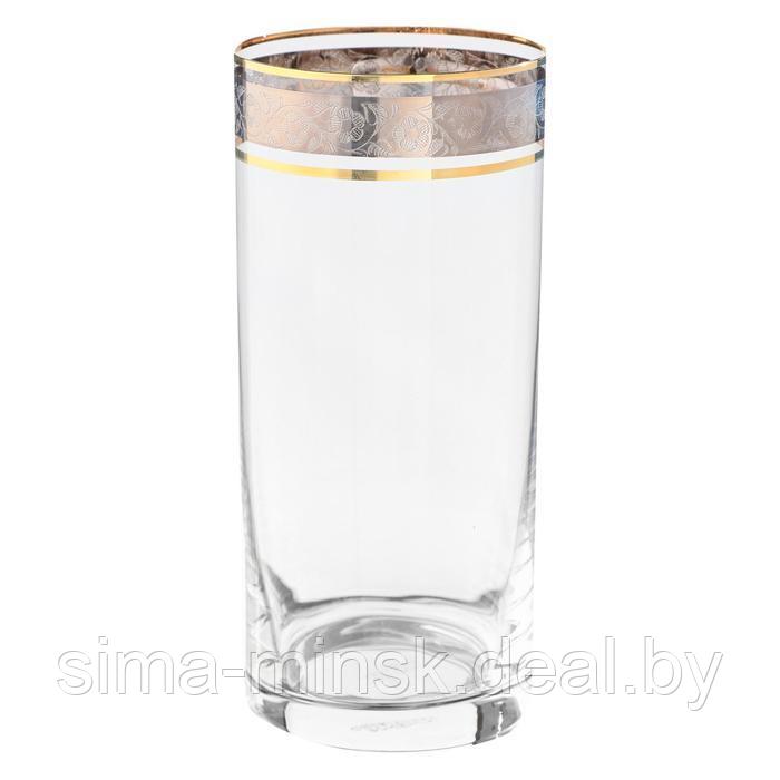 Набор стаканов для воды, декор «Панто платина, отводка золото», 350 мл x 6 шт. - фото 1 - id-p225674779