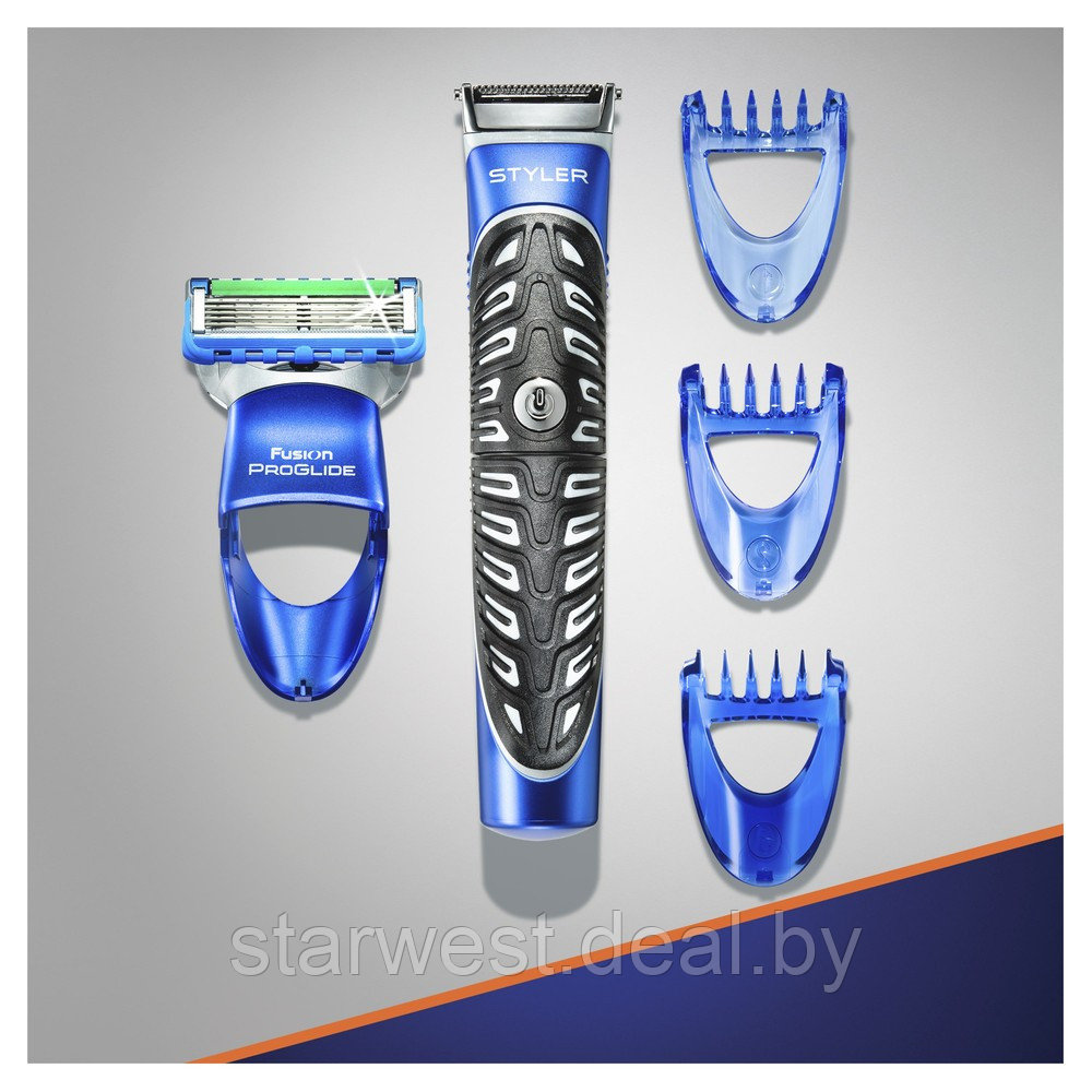 Gillette Styler Триммер, Бритва и Стайлер + 3 кассеты Fusion Proglide Power + 1 батарейка + 1 Сумочка-чехол - фото 6 - id-p225690410