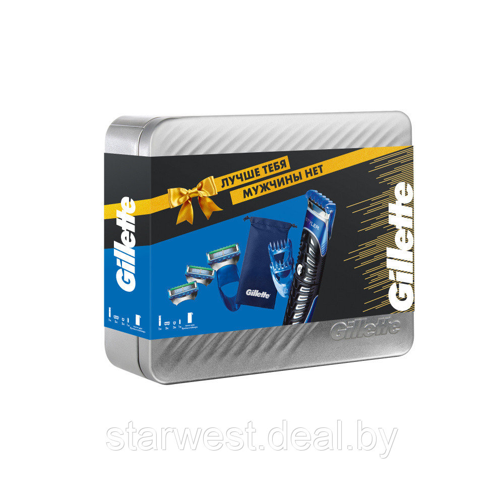 Gillette Подарочный набор мужской: Стайлер / Styler Proglide Power + 3 насадки + 3 кассеты + Батарейка + Чехол - фото 3 - id-p225690430