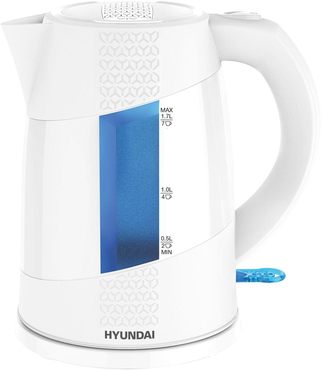 Чайник электрический Hyundai HYK-P2407 1.7л. 2200Вт белый/голубой (корпус: пластик) - фото 1 - id-p225690926