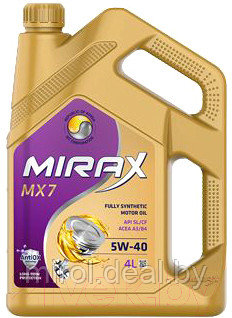 Моторное масло MIRAX MX7 5W40 SL/CF A3/B4 / 607025 - фото 1 - id-p225704864