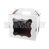 Коробка - чемодан для торта с окном Белая (Беларусь, 240х240х240 мм)