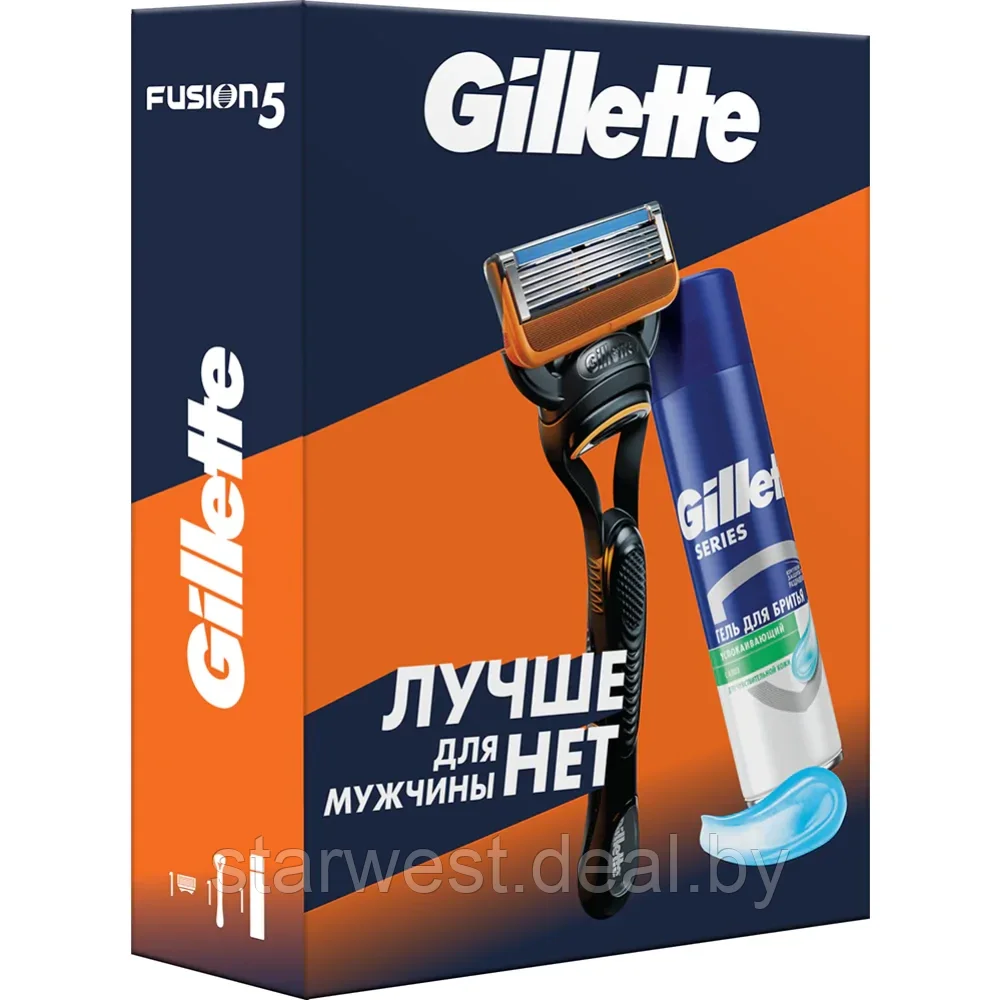 Gillette Подарочный набор мужской: Fusion Станок / бритва с 1 сменной кассетой + Гель для бритья - фото 2 - id-p225717787