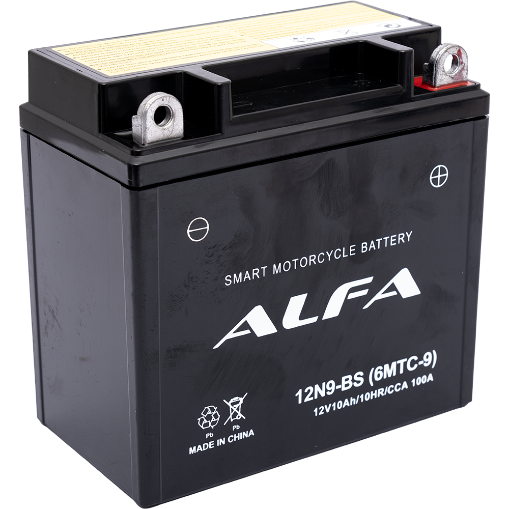 Аккумуляторная батарея марки ALFA 12N9-BS (6MTC-9) 10Ah (100A 136*76*134) для мотоциклов - фото 1 - id-p225708208