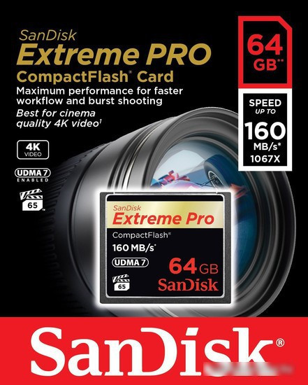 Карта памяти SanDisk Extreme Pro CompactFlash 64GB (SDCFXPS-064G-X46) - фото 3 - id-p225723505