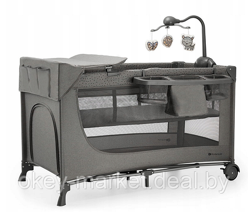 Детский манеж-кровать Kinderkraft Joy 2 с аксессуарами серый, фото 2