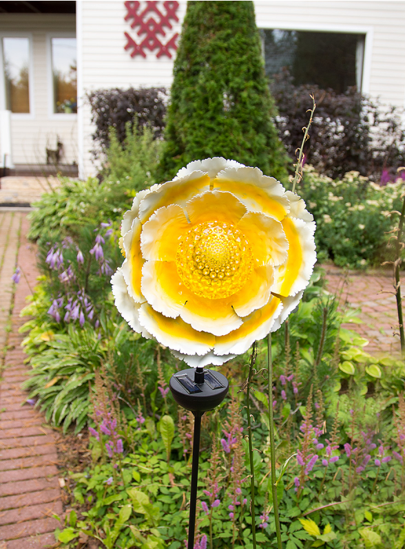 Садовый фонарь Чудестный Сад Пион желтый вращающийся, светодиод, на солнечной батарее - фото 3 - id-p225724777