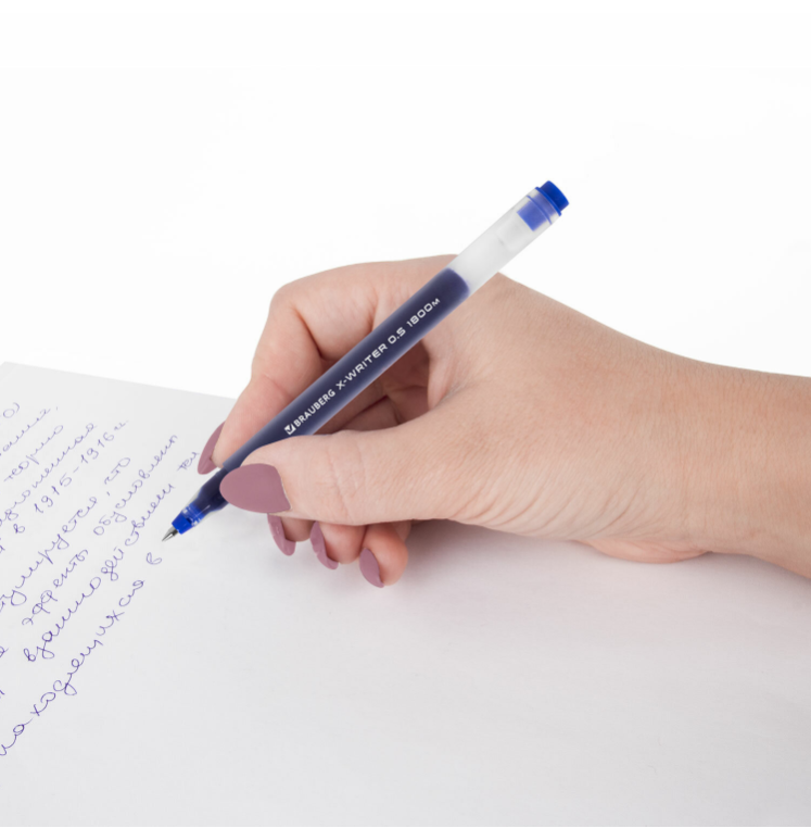 Ручка гелевая BRAUBERG "X-WRITER 1800", синяя, стандартный узел 0,5 мм - фото 8 - id-p225725295