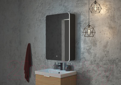 Шкаф с зеркалом для ванной Континент Eltoro Black Led 56x86 L - фото 9 - id-p225726791