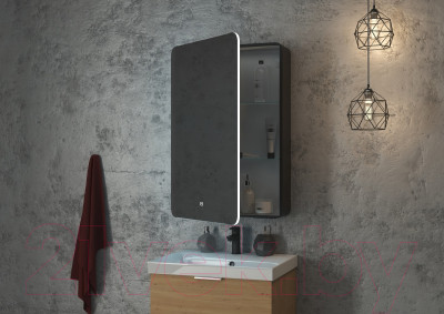Шкаф с зеркалом для ванной Континент Eltoro Black Led 56x86 L - фото 10 - id-p225726791