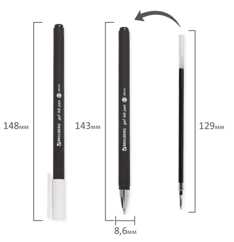 Ручка гелевая BRAUBERG "Matt Gel", черная, корпус soft-touch, узел 0,5 мм, линия 0,35 мм - фото 7 - id-p225730687