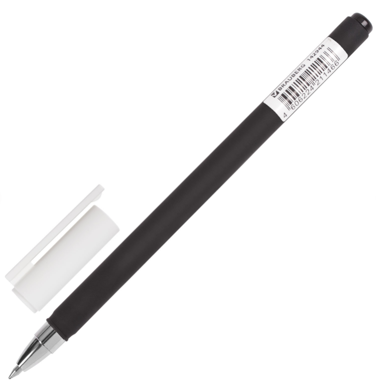 Ручка гелевая BRAUBERG "Matt Gel", черная, корпус soft-touch, узел 0,5 мм, линия 0,35 мм - фото 2 - id-p225730687