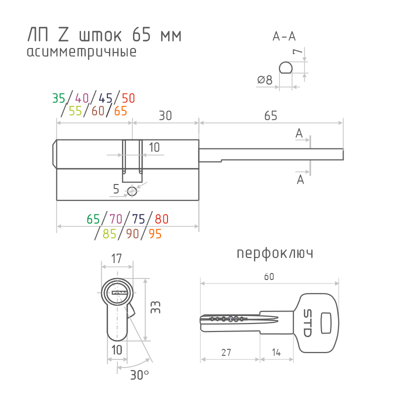 Цилиндр.мех-м STD Z ЛП-70 (40х30) шток 65мм (хром) - фото 2 - id-p225731349