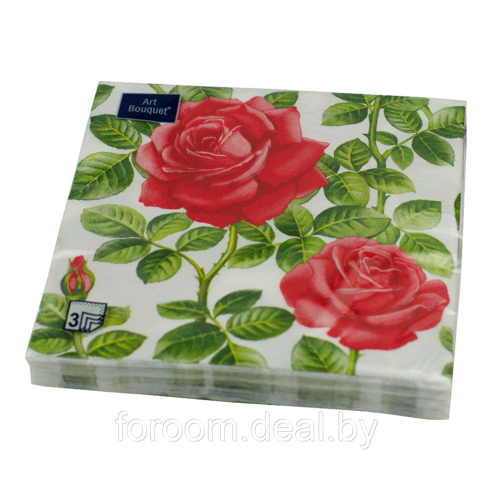 Салфетки бумажные "Английская роза" 33x33см, 3 слоя, 20шт. Bouquet Art 37400 - фото 1 - id-p225732507
