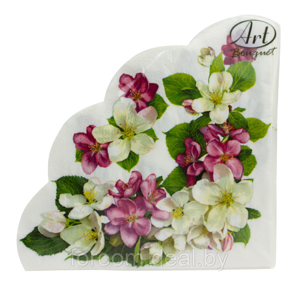 Салфетки бумажные "Яблоневый цветок" (d)32см, 3 слоя, 12шт. Bouquet Art Rondo 57342 - фото 1 - id-p225732508