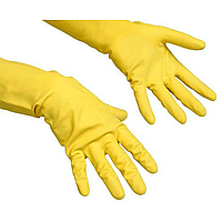 Перчатки хозяйственные из натур.латекса Многоцелевые,суперпрочн с хлопковым покрытием, L, желтый