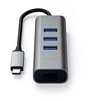 USB-хаб Satechi Type-C 2-in-1 USB 3.0 Aluminum 3 Port Hub and Ethernet Port. Интерфейс Type-C. Цвет серый