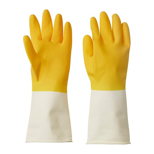 IKEA/ РИННИГ хозяйственные перчатки, M, ярко-желтый/белый с оттенком - фото 1 - id-p225733854
