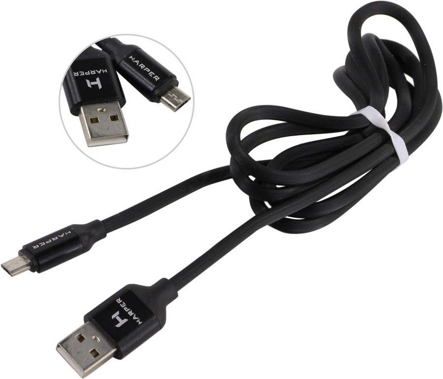 HARPER SCH-330 Black Кабель USB AM-- micro-B 1м - фото 1 - id-p225737610